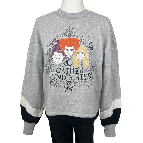 Disney Other - Disney Hocus Pocus Halloween Sweatshirt Gather Round Sisters Gray Juniors XS 1